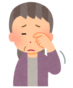 目をこする女性のイラスト